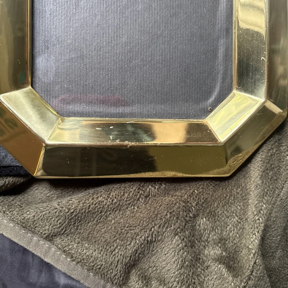 Vintage Mid-Century Modern Solid Brass Octagonal Picture Frame – Beveled Edge